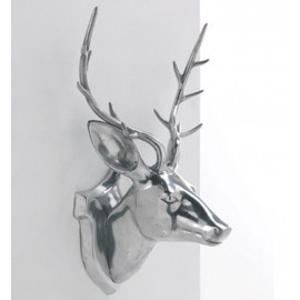 Aluminum Silver Deer Head Wall Mount Decor