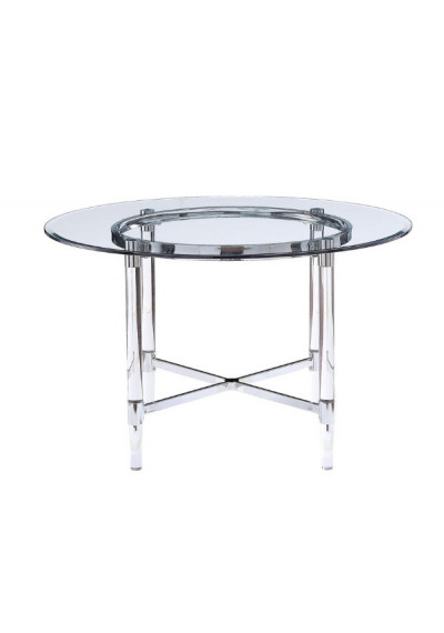 Glass Acrylic & Metal Round Top Dining Table