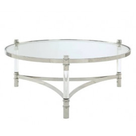 Glass Acrylic & Metal Round Top Coffee Table