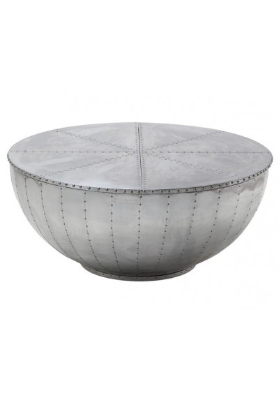 Aluminum Industrial Aircraft Round Drum Coffee Table 