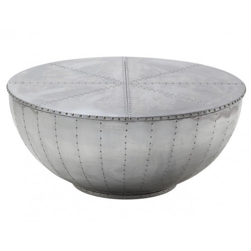 Aluminum Industrial Aircraft Round Drum Coffee Table 