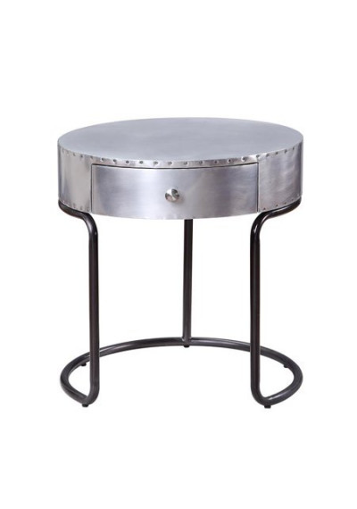 Aluminum Industrial Aircraft Round Accent Side Table 