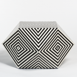 Black & White Bone Inlay Geometric Shape Coffee Table 