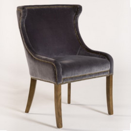 Graphite Grey Velvet Dining Wing Chair Set of 2