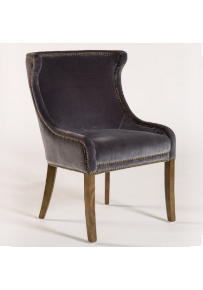 Graphite Grey Velvet Dining Wing Chair Set of 2