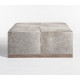 Grey Frosted Tan Hide Square Leather Coffee Table Ottoman