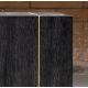 Dark Wood Block Bronze Metal Detailing Accent Table 
