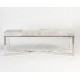 Frosted Grey Hide Leather Polished Chrome Base Bench