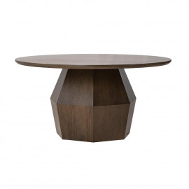 Round 60" Geometric Base Oak Dining Table