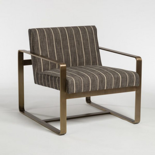 Charcoal Dusk Tan Striped Occasional Lounge Chair