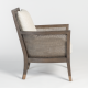 Birch Wood Beige Wheat Fabric Occasional Lounge Chair