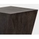 Geometric Shape Dark Wood Bronze Metal Detailing Accent Table 