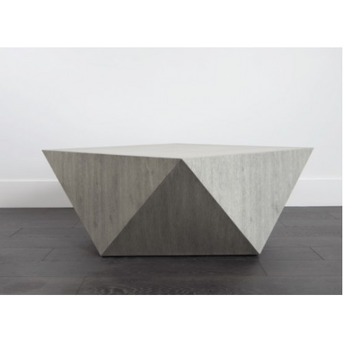 Geometric Shape Light Wood Bronze Metal Detailing Coffee Table 