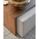 Cream Fabric & Birch Wood Block Coffee Table Ottoman