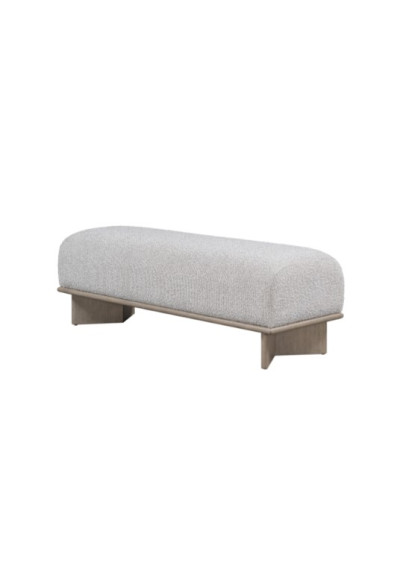 Pearl Color Performance Fabric Bench Ash Wood Base
