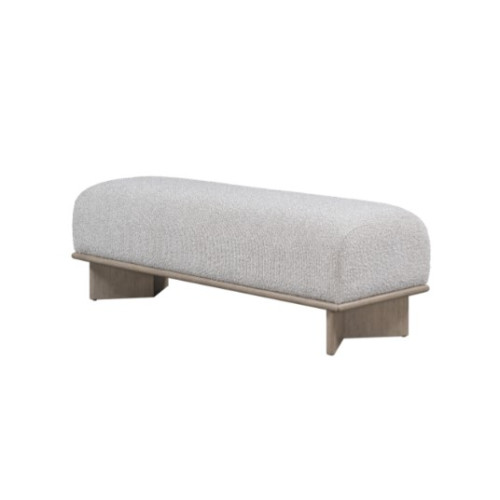 Pearl Color Performance Fabric Bench Ash Wood Base