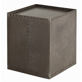 Industrial Square Iron Side Table with Rivets