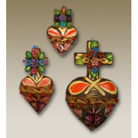 Spanish Style Ornate Painted Hearts Wall Decor