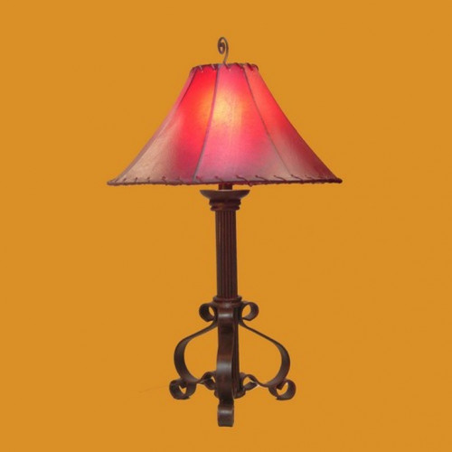 Forged Iron Table Lamp w/ Raw Hide Shade