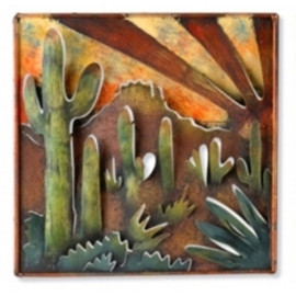Handmade Metal Southwestern Saguaro Cactus Agave Desert Wall Art