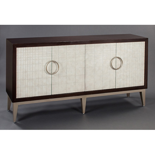 Dark Brown Body Off White Tile Design Doors Silver Accents Sideboard Cabinet