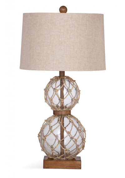 Clear Glass Ball & Rope Nautical Table Lamp