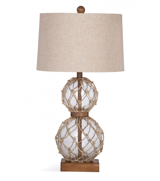 Clear Glass Ball Rope Nautical Table Lamp, Clear Glass Ball Table Lamp