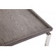 Grey Oak Tray Top Side Table Geometric Chrome Base