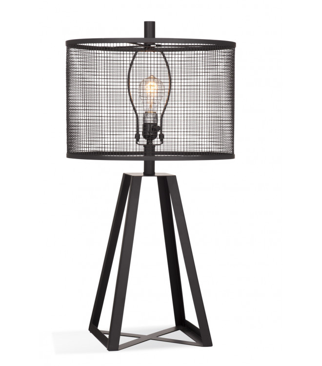 Industrial Farmhouse Black Metal Cut, Metal Table Lamps With Shades