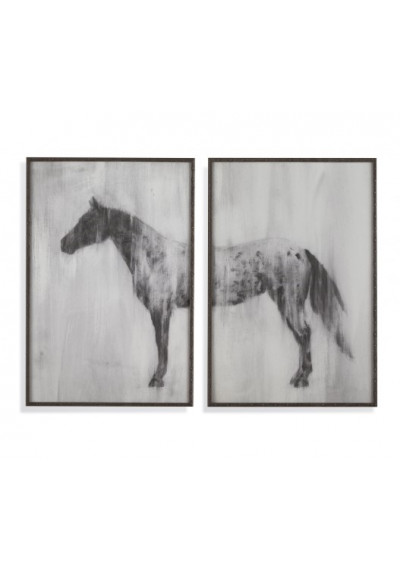 Grey Horse 2 Piece Wood Frame Wall Art
