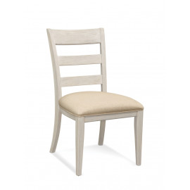 Ladder Back Rustic Weathered White Accent Dining Chair