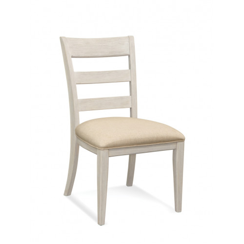 Ladder Back Rustic Weathered White Accent Dining Chair
