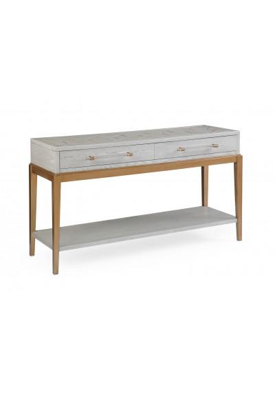 White Wood Gold Base Console Table