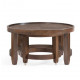 Round Wood Nesting Cocktail Tables Brown Finish