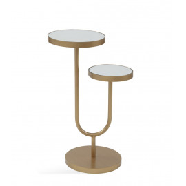 Gold Base White Top High Low Accent Side Table