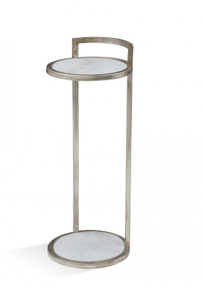 Slender Silver Finish Martini Accent Side Table