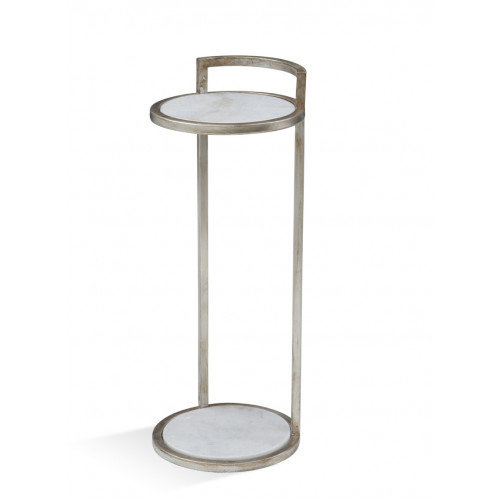 Slender Silver Finish Martini Accent Side Table