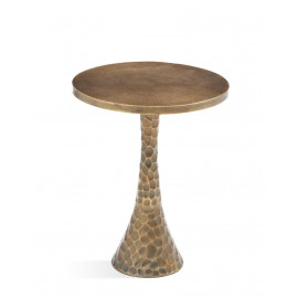 Brass Hammered Round Base Martini Accent Side Table