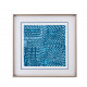 Blue & White Tribal Stitch Design Framed Under Glass 4pc Wall Art 