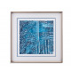 Blue & White Tribal Stitch Design Framed Under Glass 4pc Wall Art 