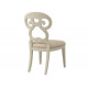 Distressed Cream White Finish Scrolled Back Dining Chair 