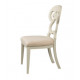 Distressed Cream White Finish Scrolled Back Dining Chair 