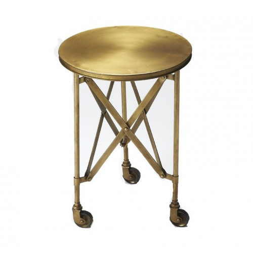 Antique Gold Metal Industrial Style Accent Side Table