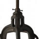 Rustic Dark Iron Industrial Wood Seat Adjustable Bar Stool 