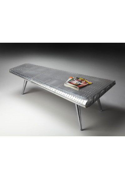 Silver Industrial Airplane Rivet Wing Coffee Table