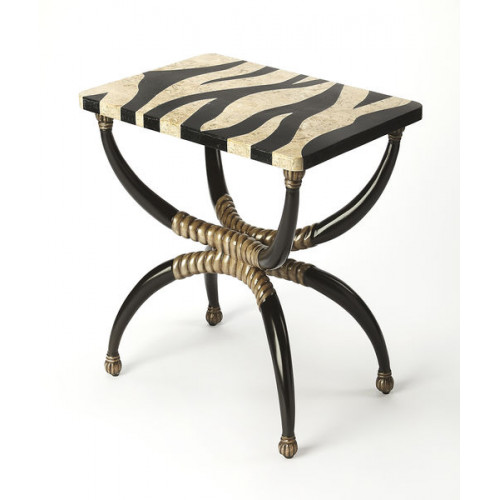 Zebra Pattern Top Side Accent Table