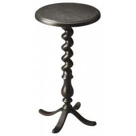 Dark Grey Aluminum Twisted Leg Pedestal Accent Table