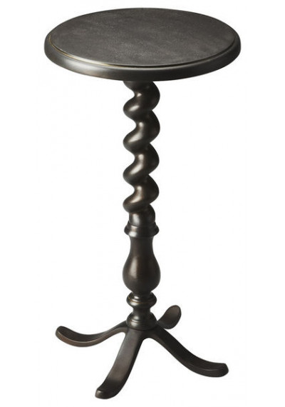 Dark Grey Aluminum Twisted Leg Pedestal Accent Table