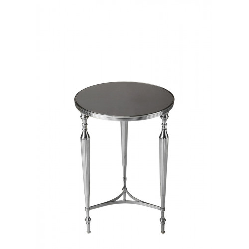 Modern Round Metal & Nickel Accent Table