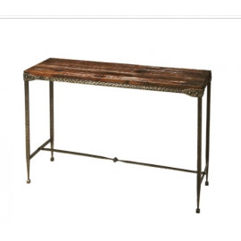 Rustic Hammered Pewter Hall Console Table 